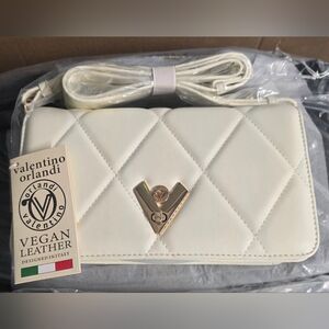 Valentino Orlandi Cream Quilted Crossbody Bag